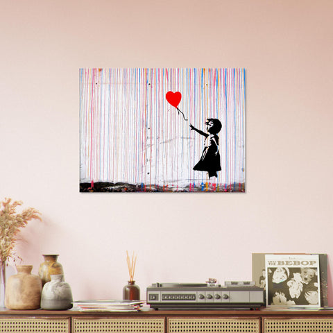 Banksy Mädchen mit Ballon im Farbenregen Leinwandbild