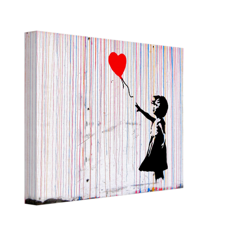 Banksy Mädchen mit Ballon im Farbenregen Leinwandbild