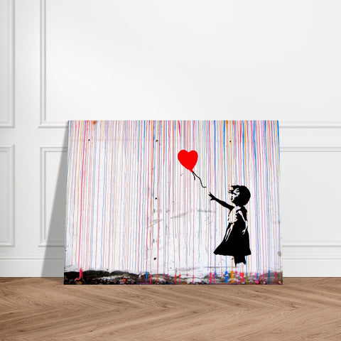 Banksy Mädchen mit Ballon im Farbenregen Leinwandbild