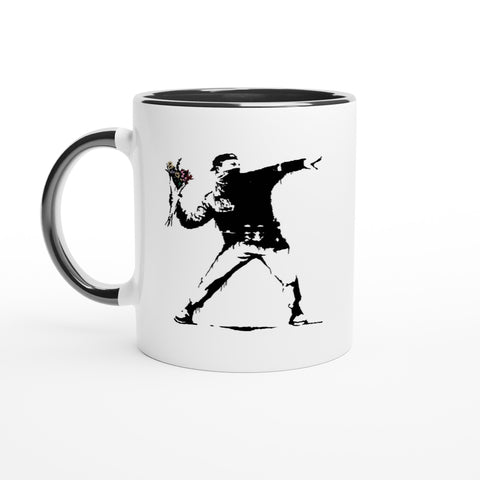 Banksy Blumenwerfer Tasse