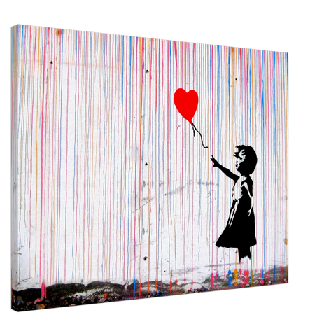 Banksy Mädchen mit Ballon im Farbenregen Leinwandbild